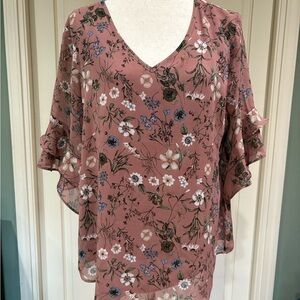 Blush Floral V-Neck Tunic